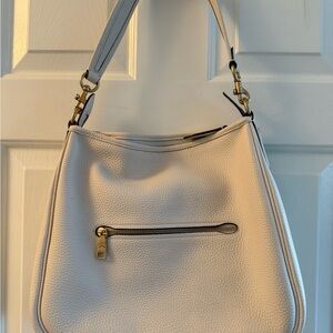 Coach Off-White Leather Shoulder Bag with Gold Hardware